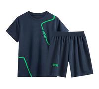 Set 2026 composto da maglia e pantaloncini da ragazzo per palestra, yoga, corsa, giornate estive, con camicia, pantaloncini, tessuto in poliestere, a maniche corte, per ragazzi, gamma di colori: blu