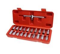 Set 21 Chiavi Bussola per Tappi Scarico Coppa Olio - Attacco 3/8” - Incluse Bussole Esagonali, Quadre, Torx, XZN e Barra Scorrevole - Valigetta Rigida - Utensili per Manutenzione Auto Art.867211