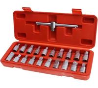 Set 21 Pezzi Chiavi a Bussola per Tappi Scarico Olio, Attacco 3/8'', Acciaio al Cromo Vanadio