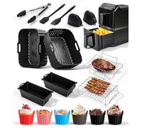Set 21 Pezzi Stampi in Silicone per Philips NA460, Accessori per Airfryer Serie 4000 10L, Teglie in Silicone Riutilizzabili 5L*2