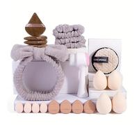 Set 21pcs Skincare con Fascia Capelli Donna Trucco | Fasce Spa per le donne Complete di Spugne e Spazzola Detergente | Fascia Capelli Skincare Donna Polsini Skin Care Assorbente per Makeup(marrone)