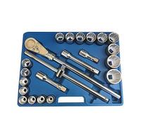 SET 22PZ BUSSOLE GRANDI 3/4" POLIGONALI CRICCHETTO CON LEVA CAMION 19-50mm