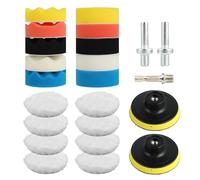 Set 23 Spugne Lucidanti - Tamponi Lucidatura 3 Pollici - Spugna e Lana - Per lucidare, levigare, cerare - Adatto per auto, trapano, lucidatrice (Multicolore)