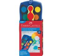 Faber-Castell 125020 - Scatola di vernice CONNECTOR con 24 colori, incluso bianco opaco, scomparto per pennello e campo per il nome, blu, 1 pz.