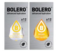 SET 24 BOLERO bustine da 3 grammi 12 ice tea lemon + 12 lemon Limone Preparato istantaneo per Bevande con Stevia e Vitamina C e Senza Zucchero