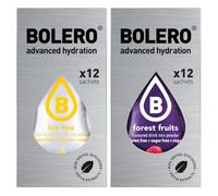 SET 24 BOLERO bustine da 3 grammi 12 ice tea lemon limone + 12 Forest Fruit Preparato istantaneo per Bevande con Stevia e Vitamina C e Senza Zucchero