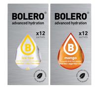SET 24 BOLERO bustine da 3 grammi 12 ice tea lemon limone + 12 Mango Preparato istantaneo per Bevande con Stevia e Vitamina C e Senza Zucchero