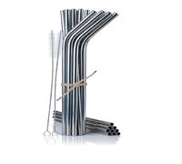 Set 24 Cannucce Acciaio Inox 18/10 Riutilizzabili 12 Curve 21.15+12 Dritte 21.5