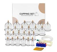 Set 24 Coppettazione con Pompa - Cupping Therapy Senza Fiamma, Semplice e Sicuro da Usare - Coppette Massaggio il Rilassamento Muscolare e di Supporto Anticellulite + 12 Magneti