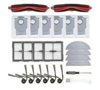 Set 24 Pezzi per Roborock Q10 S5+ di MMOBIEL - 2 Spazzole Principali, 4 Sacchetti per la Polvere, 4 Panni Mop, 4 Filtri, 6 Spazzole Laterali, 1 Cacciavite & 1 Spazzola di Pulizia