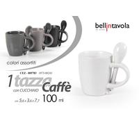 SET 24 PEZZI TAZZA TAZZINA CAFFè BICCHIERINO CON CUCCHIAINO COLOR ASS 100 ML