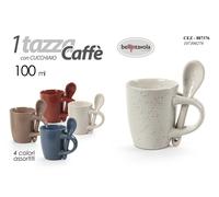 SET 24 PEZZI TAZZA TAZZINA CAFFè BICCHIERINO CUCCHIAINO 6,6cm COLOR ASS 100 ML P