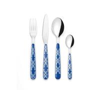Posate set 24 pezzi Linea Fusion in acciaio inox 18/10 AISI 420 di Altissima qualità lavabili in lavastoviglie colore Blu multicolor blu
