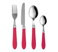 Set 24 posate Smooth in acciaio inox con manico magenta
