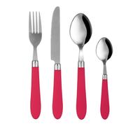 Set 24 posate Smooth in acciaio inox con manico magenta rosso