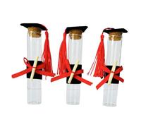 Set 24 Provette in Vetro con Tappo in Sughero, Cappello Laureato e Nappa Rossa, 12 cm x 2,5 cm, Bomboniere per Festa di Laurea