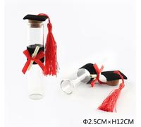 Set 24 Provette in Vetro con Tappo in Sughero, Cappello Laureato e Nappa Rossa