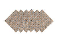 Set 24 Pz Indiano 100% Cotone Blocco Tessuto Stampato Tovaglioli Beige Floreale