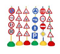 Set 24 Segnali Stradali Educativi per Bambini con Base in Plastica Durevole