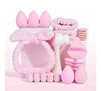 Set 24pcs Skincare con Fascia Capelli Donna Trucco | Fasce Spa per le donne Complete di Spugne e Spazzola Detergente | Fascia Capelli Skincare Donna Polsini Skin Care Assorbente per Makeup(Rosa)