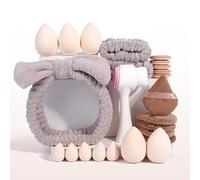 Set 24pcs Skincare con Fascia Capelli Donna Trucco | Fasce Spa per le donne Complete di Spugne e Spazzola Detergente | Fascia Capelli Skincare Donna Polsini Skin Care Assorbente per Makeup(marrone)