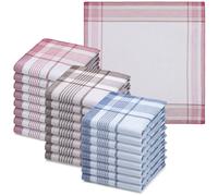 JEMIDI Fazzoletti Cotone Uomo - Set di 24 Fazzoletti Stoffa - Fazzoletti per Naso Taschino Collo - 40 x 40 cm - 100% Cotone - Multicolore Chiaro con Bordo