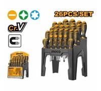 Set 26 Cacciaviti INGCO con Punta a Croce a Taglio e Torx Con Dispenser da Banco