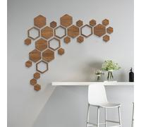 Set 27 Adesivi Murali Esagonali in Legno Facile da Applicare per Interior Design