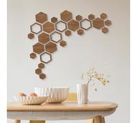 Set 27 Adesivi Murali Esagonali in Legno Facile da Applicare per Interior Design