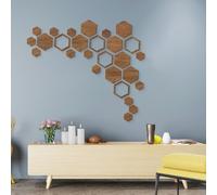 Set 27 Adesivi Murali Esagonali in Legno Facile da Applicare per Interior Design
