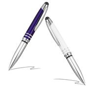 Set 2pezzi Penne Sfera Luce LED e Pennino Capacitivo in Metallo, Decorazioni Scuola per Studio e Scrittura Fluida Clip Pratica