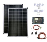 Set 2x 100W Poli Solare Modulo 20A Carica Giallo Staffa di Montaggio Cavo Spina