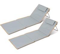 Set 2x Beachmatte Stagecaptain “Layla” - Tappeti da spiaggia imbottiti con cuscino per la testa - Schienale regolabile - Borsa con cerniera - Lettino da spiaggia leggero e pieghevole con tracolla