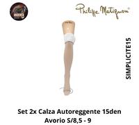 Set 2x Calza Autoreggente 15Den ,vari Colori/3 , SIMPLICITE15 Philippe Matignon