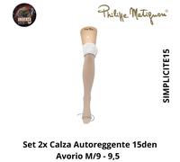 Set 2x Calza Autoreggente 15Den ,vari Colori/3 , SIMPLICITE15 Philippe Matignon