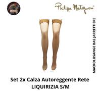 Set 2x Calza Autoreggente Rete, MACROLASANGE BAS JARRETTIERE Philippe Matignon