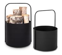 SET 2x cestini per legno, cestino per legna da ardere in metallo ⌀ 35 cm + ⌀ ...