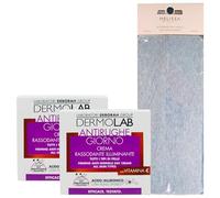 SET: 2x Crema Rassodante Illuminante ANTIRUGHE GIORNO, Per Tutti i Tipi Di Pelle. Con Vitamina C, Dalla Texture Confortevole e Non Grassa 50ml + Fascia Per Capelli (Colori Assortiti)