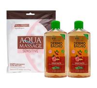 SET: 2x Dermo Bagno Gel IDRATANTE Con Olio Di Argan e Rosa Mosqueta, Deterge Delicatamente Idratando La Pelle In Profondità 400ml + Guanto In Spugna