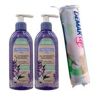 SET: 2x Gel Detergente Biologico LAVANDA LIGURE Con Estratto Di Ulivo, Purificante e Per Uso Quotidiano 150ml + Dischetti Struccanti Di Cotone Non Sbiancato BIO, Confezione Da 85 Dischetti