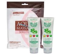 SET: 2x Gel Gambe Leggere ALOE Effetto Ghiaccio, Per Gambe Riposate e Toniche 125ml + Guanto Massaggio Extra Delicato In Spugna