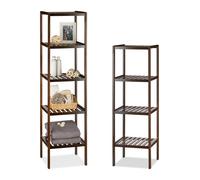 Set 2x mobile da bagno in bambù Scaffale multiuso Libreria a colonna 4 ripiani