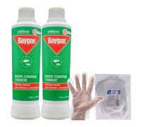SET: 2x Polvere SCARAFAGGI E FORMICHE, Protezione Continua, Aiuta a Prevenire Le Re-Infestazioni 250g + 100pz Guanti HDPE Monouso