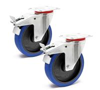 Set 2x ruote piroettanti da mobili 200mm Con freno 350kg/ruota Da trasporto