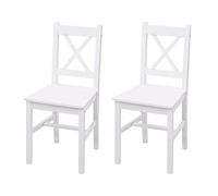 Set 2X sedie Country Classica Cucina Soggiorno HWC-F77 Legno massello 42x40x86cm Bianco