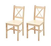 Set 2X sedie Country Classica Cucina Soggiorno HWC-F77 Legno massello 42x40x86cm Legno Chiaro