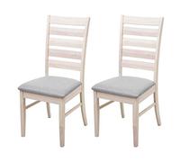 Set 2X sedie Cucina HWC-G47 Legno massello Struttura Chiara Cuscino Grigio