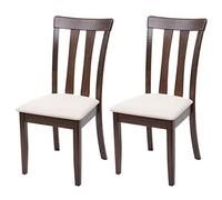 Set 2X sedie Cucina Sala Soggiorno HWC-G46 Legno massello - Struttura Scura Cuscino Beige