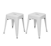 Set 2X sgabelli poggiapiedi bistrot Design Industriale HWC-A73 Metallo Verniciato Bianco