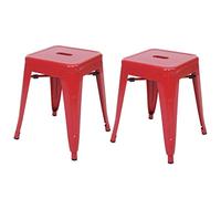 Set 2X sgabelli poggiapiedi bistrot Design Industriale HWC-A73 Metallo Verniciato Rosso